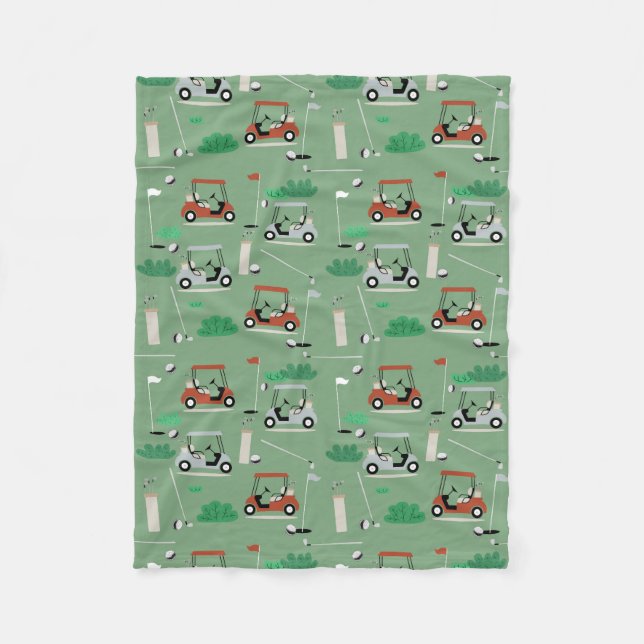 Golf Carts Modern Golfer Golf Theme Pattern Fleece Blanket (Front)