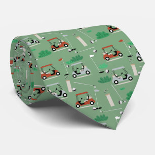 Golf Carts Modern Golfer Golf Theme Pattern Neck Tie