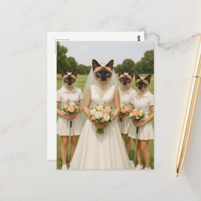 Golf Cat bride team for Bachelorette party  Postcard (Front/Back In Situ)