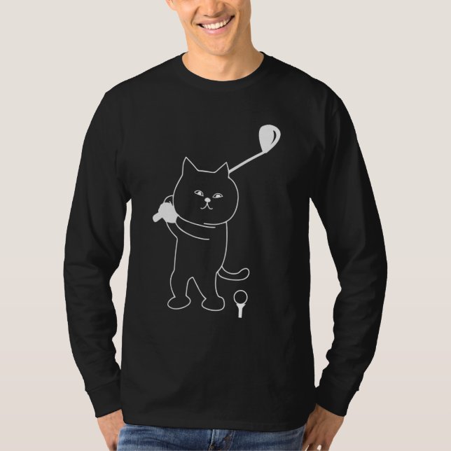 Golf Cat Dad Men Golfing Golfer Club Balls Putting T-Shirt (Front)