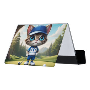 Golf Cat Desk Business Card Holder