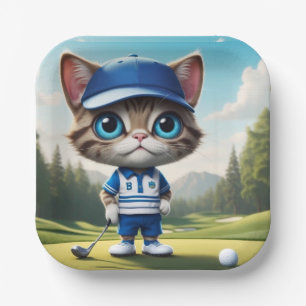 Golf Cat Paper Plates