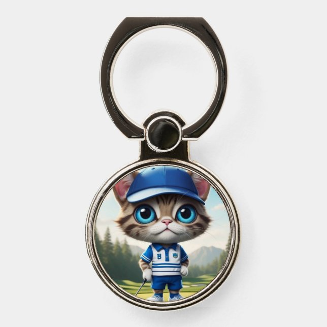 Golf Cat Phone Ring Stand (Front)