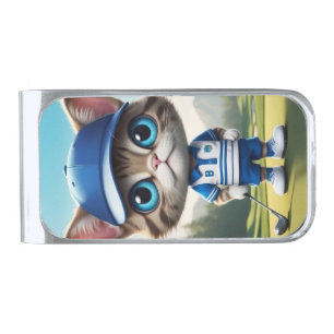 Golf Cat Silver Finish Money Clip