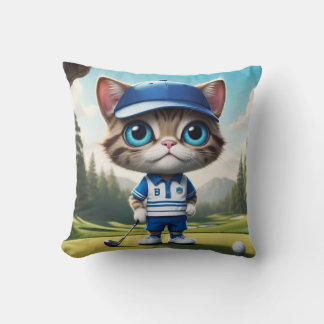 Golf Cat Throw Pillow