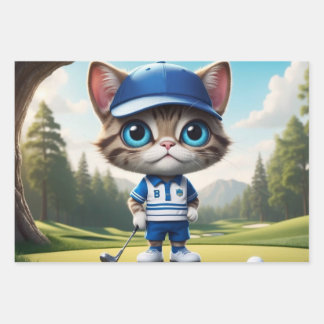Golf Cat Wrapping Paper Sheets