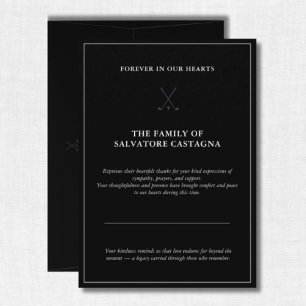Golf Celebration of Life Black Thank You Card