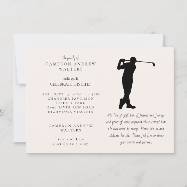 Golf Celebration of LIfe Invitation (Front)