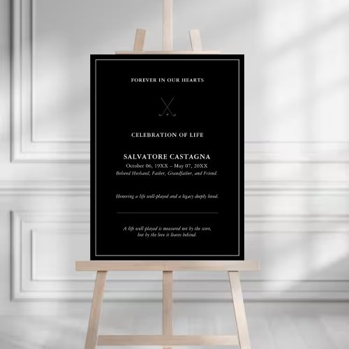Golf Celebration of Life Welcome Sign Black