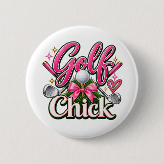 Golf Chick Cute Pink Golf Lover Design Button