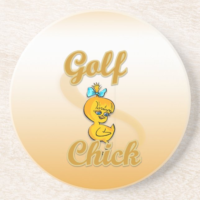 Golf  Chick Sandstone Coaster (Front)