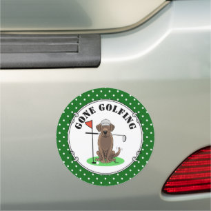 Golf Chocolate Labrador Retriever Dog - Cute Car Magnet