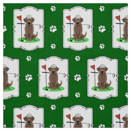 Golf Chocolate Labrador Retriever Dog - Cute Fabric