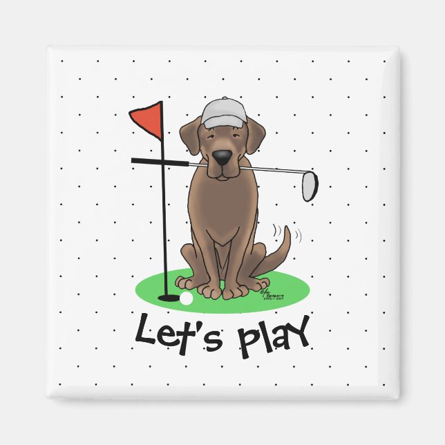 Golf Chocolate Labrador Retriever Dog - Cute Magnet (Front)