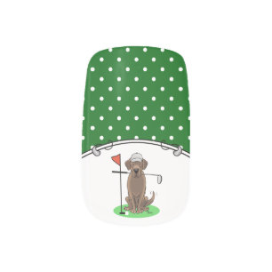 Golf Chocolate Labrador Retriever Dog - Cute Minx Nail Art