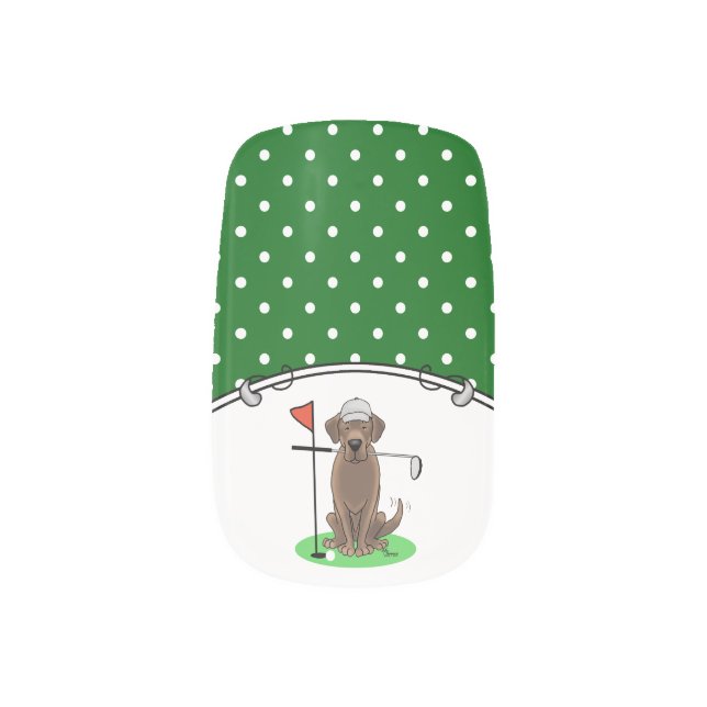 Golf Chocolate Labrador Retriever Dog - Cute Minx Nail Art (Right Thumb)