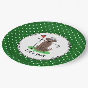 Golf Chocolate Labrador Retriever Dog - Cute Paper Plates