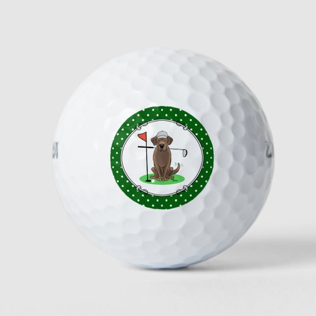 Golf Chocolate Labrador Retriever Dog - Funny Balls (Front)