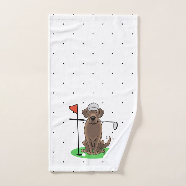 Golf Chocolate Labrador Retriever Dog - Funny Bath Towel Set (Hand Towel)