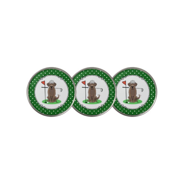 Golf Chocolate Labrador Retriever Dog - Funny Golf Ball Marker (3 Up)