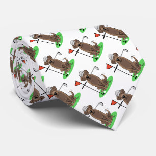 Golf Chocolate Labrador Retriever Dog - Funny Neck Tie