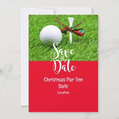 Golf Christmas ball with Christmas ribbon and tee Invitation