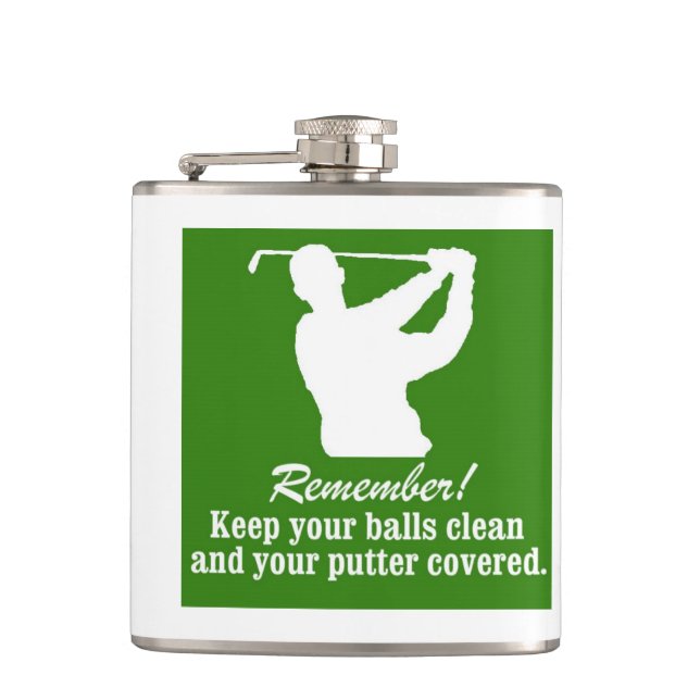 Golf Christmas balls putter humor golfing golfer Flask (Front)