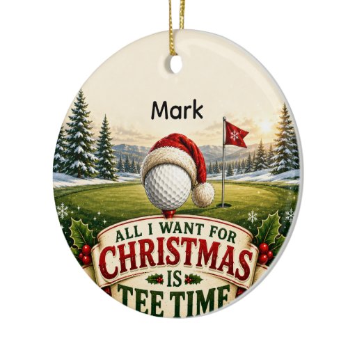 Golf Christmas Blessing for Golfer Ceramic Ornament
