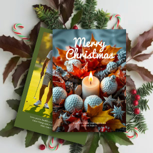 Golf Christmas Candle • Family Photo Green Holiday Card