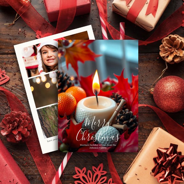 Golf Christmas Candle • Family Photo Holiday Card (Creator Uploaded)