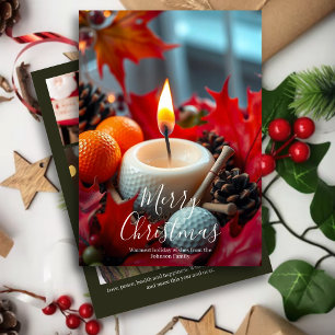Golf Christmas Candle• Family Photo Olive Holiday Card