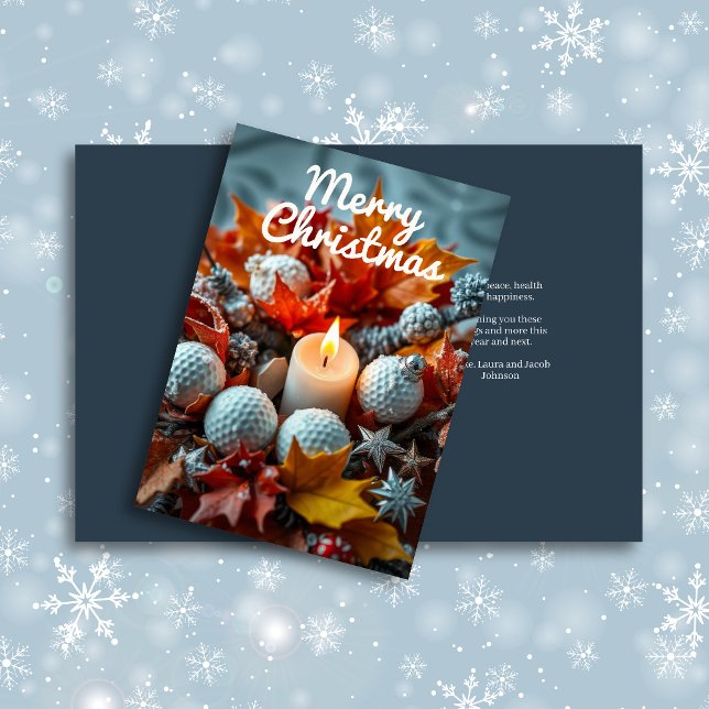 Golf Christmas Candle • Navy Blue Holiday Card (Creator Uploaded)