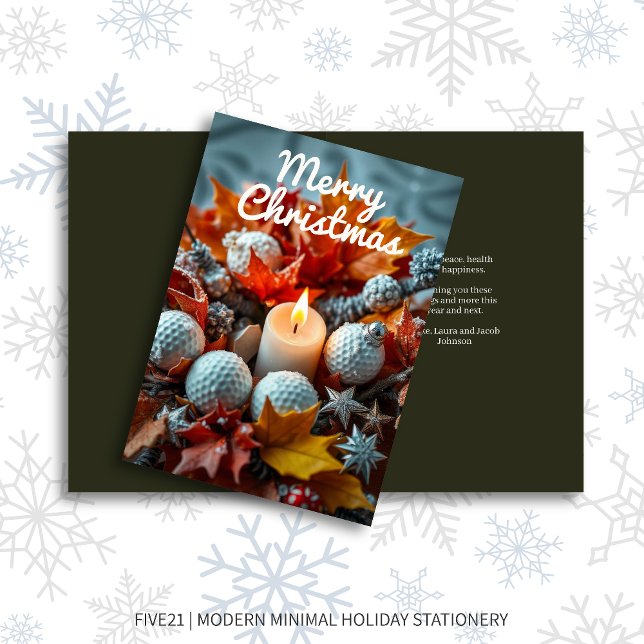 Golf Christmas Candle • Olive Holiday Card (Creator Uploaded)