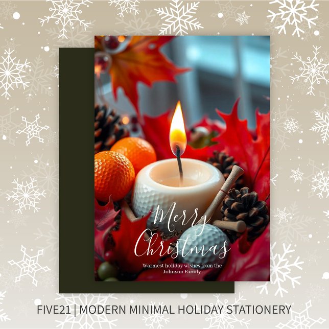 Golf Christmas Candle• Olive Holiday Card (Creator Uploaded)