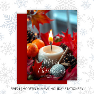 Golf Christmas Candle • Red Holiday Card