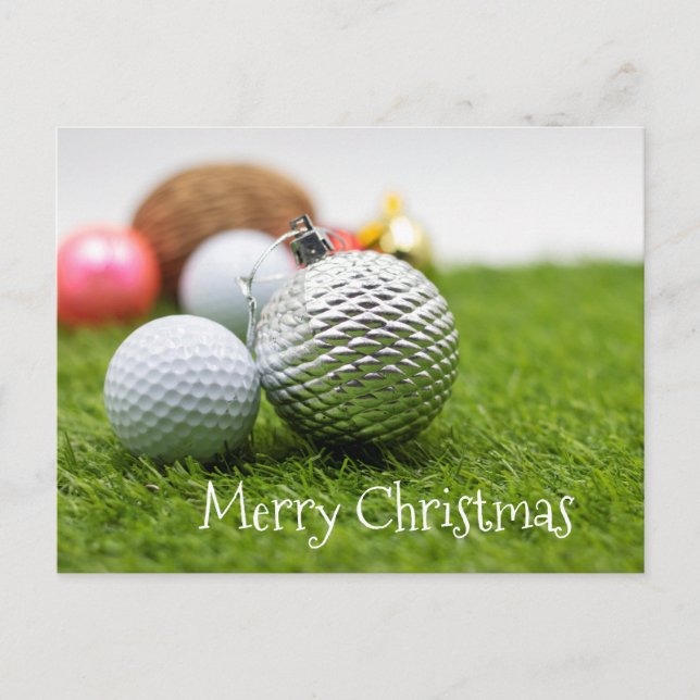 Golf Christmas card with Golf ball ornament (Front)