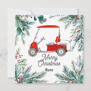 Golf Christmas card with Golf cart for golfer 