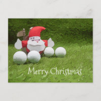 Golf Christmas card with Santa Claus and golf ball