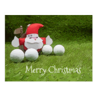 Golf Christmas card with Santa Claus and golf ball