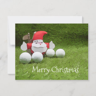 Golf Christmas card with Santa Claus and golf ball