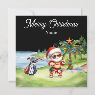 Golf Christmas card with Santa Claus from Hawaii 