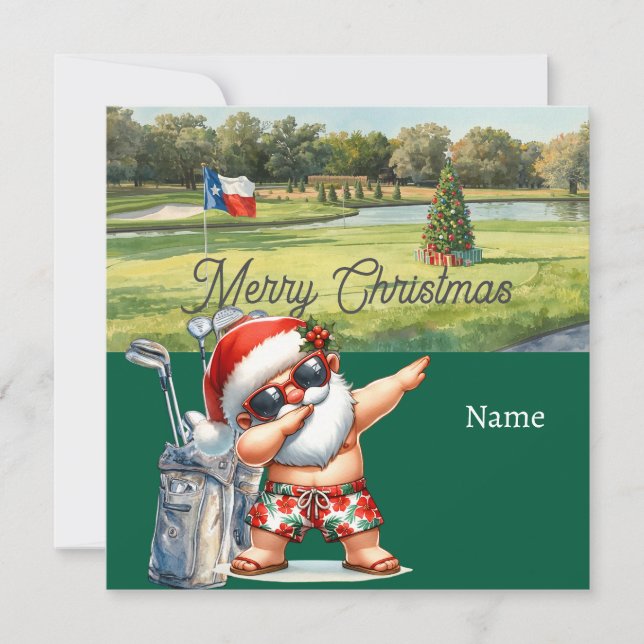 Golf Christmas card with Santa Claus from Texas  (Front)