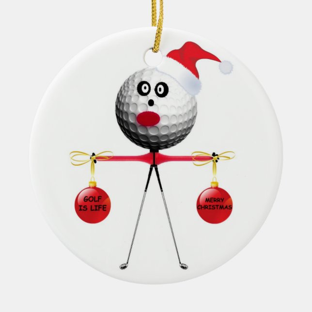 Golf Christmas Ceramic Ornament (Front)