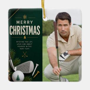 Golf Christmas Create your own photo golfer  Ceramic Ornament