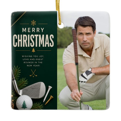 Golf Christmas Create your own photo golfer  Ceramic Ornament
