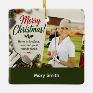 Golf Christmas Create your own photo golfer Ceramic Ornament
