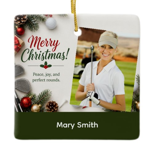 Golf Christmas Create your own photo golfer  Ceramic Ornament