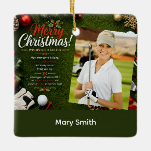 Golf Christmas Create your own photo golfer Ceramic Ornament