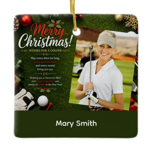 Golf Christmas Create your own photo golfer  Ceramic Ornament