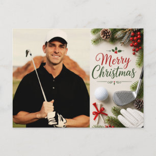 Golf Christmas Create your own photo golfer Holiday Postcard